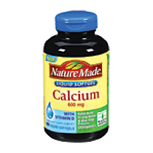 Nature Made  calcium 600 mg w/vitamin D liquid softgels  100ct