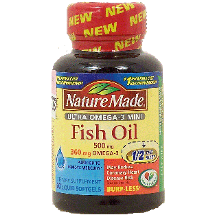 Nature Made  fish oil, ultra omega-3 mini, liquid softgels  60ct