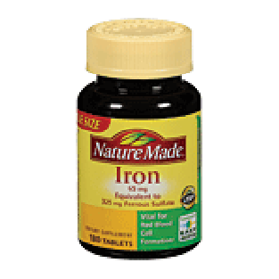 Nature Made  iron 65-mg, equivalent to 325-mg Ferrous Sulfate, di 180ct