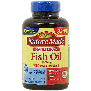 Nature Made one per day fish oil 1200-mg, 720-mg omega-3 dietary  120ct