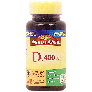Nature Made  D3 400-I.U. supplement tablets  100ct