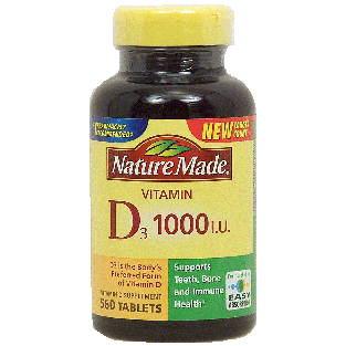 Nature Made  vitamin D3 1000 I.U.; supports teeth, bone and immun560ct