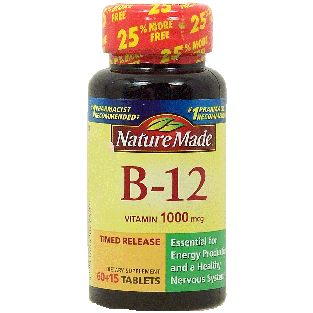 Nature Made  b-12 1,000 mcg, timed release dietary supplement tabl 75ct