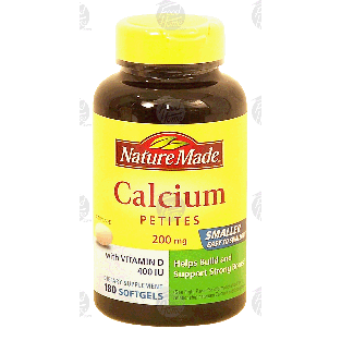Nature Made  calcium petites 200 mg with vitamin D 400 IU, softge 180ct