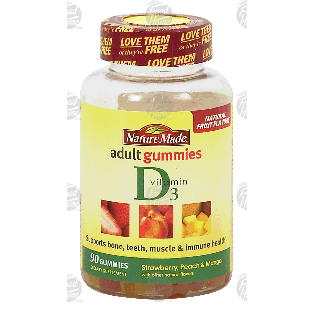 Nature Made adult gummies vitamin d3, strawberry, peach & mango  90ct
