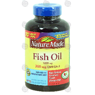 Nature Made  fish oil, 1200 mg, 360 mg omega-3, liquid softgels  120ct