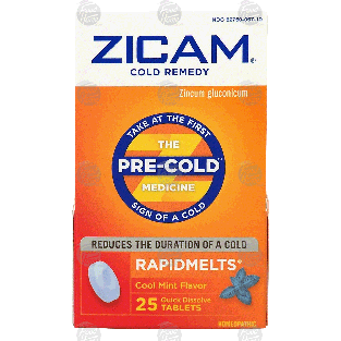 Zicam Rapidmelts pre-cold medicine, quick dissolve tablets, cool m 25ct