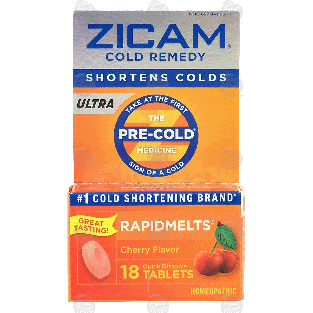 Zicam Rapidmelts ultra, pre-cold medicine, shortens colds, cherry  18ct