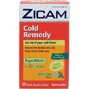 Zicam RapidMelts homeopathic cold remedy with echinacea lemon-lime 25ct