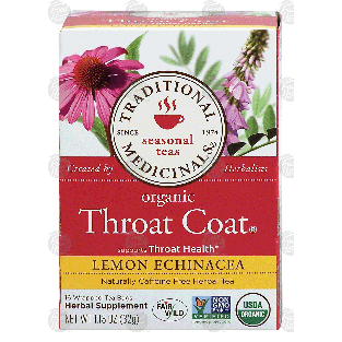 Traditional Medicinals Throat Coat lemon echinacea caffeine fre1.13-oz