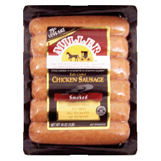 Miller  fully cooked chicken sausage, smoked, gluten free, no msg 16oz