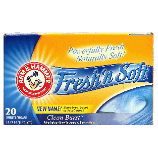 Arm & Hammer Fresh'n Soft fabric softener sheets, clean burst scen 20ct