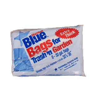 Marshall  blue bags for trash 'n garden, extra thick, 30 gallon bag8ct