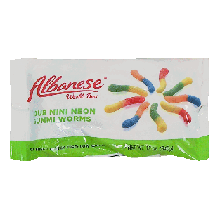 Albanese World's Best sour mini neon gummi worms  12oz