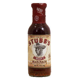 Stubb's  beef marinade, zesty blend of garlic, soy & red pepper 12oz