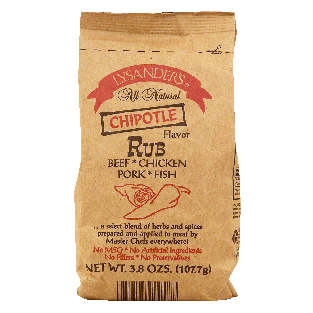 Lysander's  chipotle flavor rub, for beef, chicken, pork and fish3.8oz