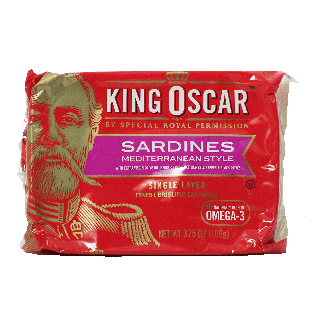 King Oscar  sardines mediterranean style, single layer 3.75oz
