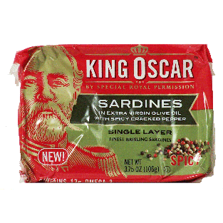 King Oscar  sardines in extra virgin olive oil with spicy cracke3.75oz