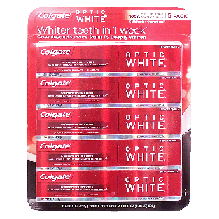 Colgate Optic White toothpaste, anticavity fluoride, enamel safe, s5pk