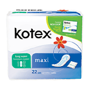 Kotex Leak Lock long super maxi pads 22ct