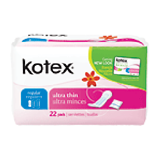 Kotex U ultra thin pads, regular  22ct