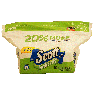 Scott Naturals flushable wipes refill, breaks up after flushing, 102ct