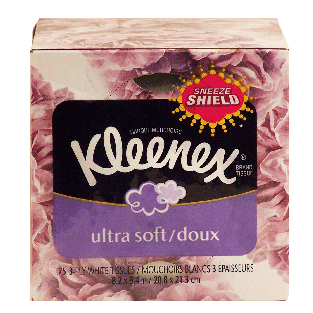 Kleenex  3-ply white tissues, ultra soft 75ct
