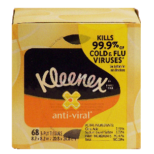 Kleenex anit-viral 3-ply facial tissues 68ct