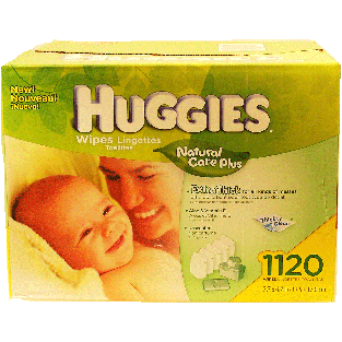 Huggies Natural Care Plus baby wipes, extra thick, unscented, al1120ct