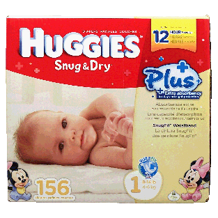 Huggies Snug & Dry baby diapers, size 1, 8 to 14-lb. 156ct