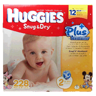 Huggies Snug & Dry baby diapers, size 2, 12-18lb. 228ct
