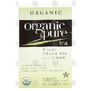 Organic & Pure  decaf green tea with lemon, 18 tea bags 1.02-oz