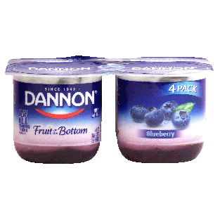 Dannon Fruit on the Bottom lowfat yogurt, blueberry, fruit one the 4pk