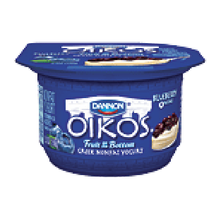 Dannon Oikos nonfat greek yogurt, blueberry, fruit on the bottom 5.3oz