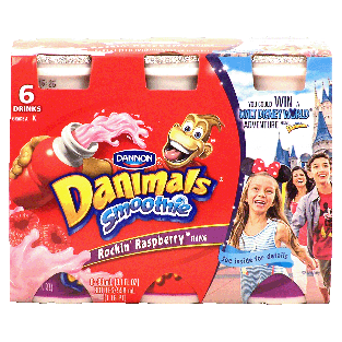 Dannon Danimals smoothie, rockin' raspberry, 6- 3.1 fl. oz bottles 6pk