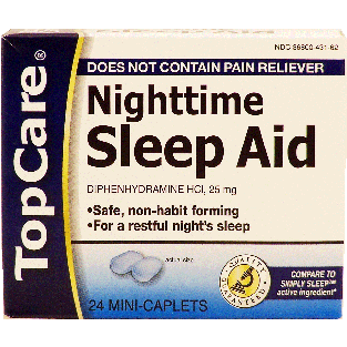 Top Care  nighttime sleep aid, non-habit forming, diphenhydramine 24ct