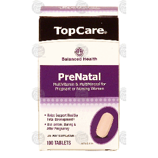 Top Care Prenatal multivitamin supplement, use before, during & a 100ct