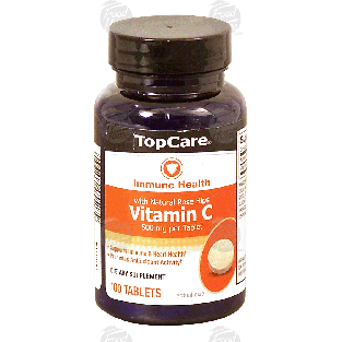 Top Care Immune Health 500 mg vitamin c caplets with natural rose 100ct