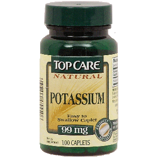 Top Care Heart Health potassium, easy to swallow caplet, 99 mg  100ct