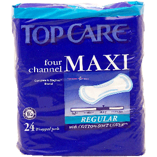 Top Care  multi-channel maxi pad with omni-odor guard plus, modera 24ct