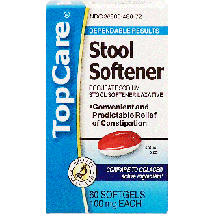 Top Care  stool softener laxative, softgels, 100 mg each  60ct