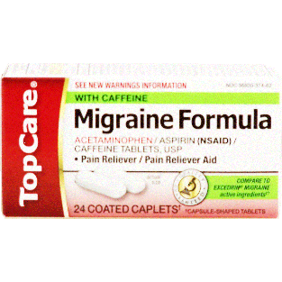 Top Care  migraine formula with caffeine, acetaminophen, aspirin,  24ct