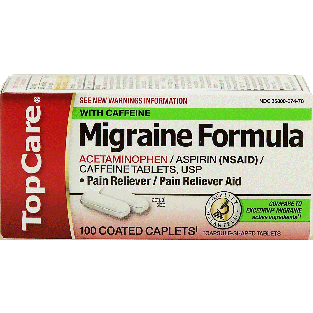 Top Care Migraine Formula acetaminophen with caffeine coated capl 100ct