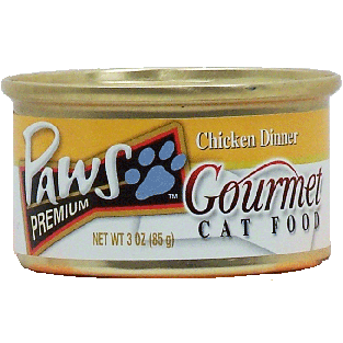 Paws Gourmet cat food; chicken dinner 3oz