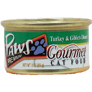 Paws Gourmet cat food; turkey & giblets dinner 3oz