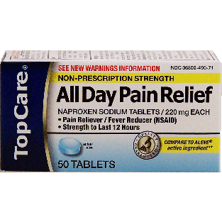 Top Care  all day pain relief, naproxen sodium tablets, compare to 50ct