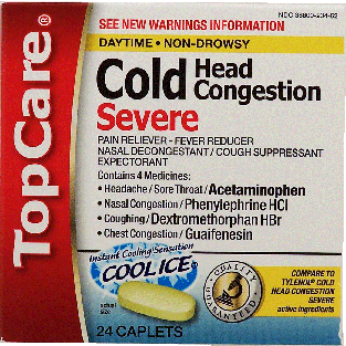 Top Care Severe cold head congestion, contains 4 medicines, cool i24ct
