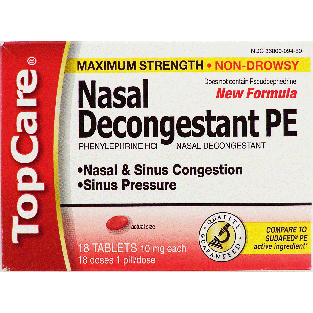 Top Care Nasal Decongestant Pe maximum strength nasal decongestant18ct