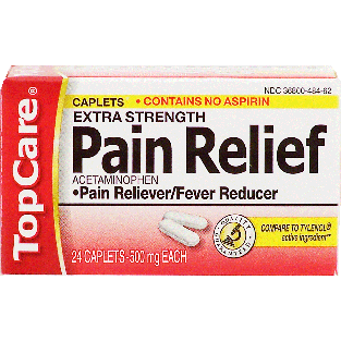 Top Care  acetaminophen pain reliever/fever reducer, 500 mg each 24ct