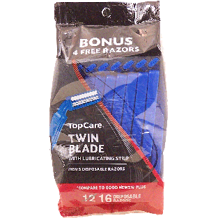 Top Care  men's twin blade disposable razors with lubricating stri16ct